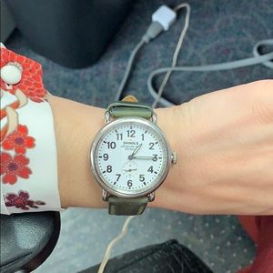 Shinola Silver and Green Women's Watch